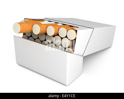 Open full pack of cigarettes isolated Stock Photo