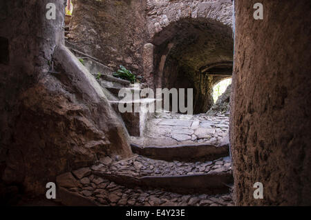 Narrow lanes and steps in Castello on Lake Lugano Italy Stock Photo