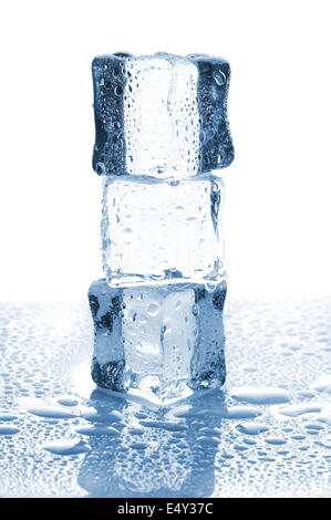 Three ice cubes in stack Stock Photo