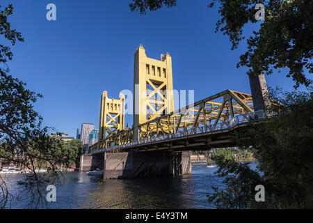 Historic Tower Bridge in Sacramento, California. Stock Photo