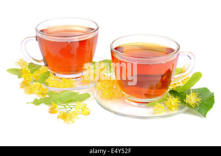 Linden tea in cups Stock Photo