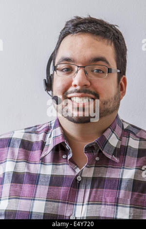 Man with headset Stock Photo