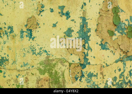Old peeling paint dirty wall background Stock Photo