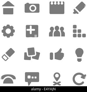 Set of simple gray icons for design. Stock Photo