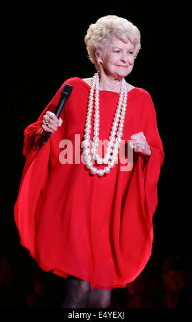 July 17, 2014 - Legendary Broadway actress and singer ELAINE STRITCH has died, she was 89. Though the five-time Tony nominee is perhaps best known for her stage presence (Bus Stop, Sail Away, Company), her TV and film resume was also impressive. From 2008-2013, she was nominated for an Outstanding Guest Actress in a Comedy Series Primetime Emmy for her role as Colleen Donaghy, the mother of character Jack Donaghy on '30 Rock.' In 1993, she won an Emmy for Outstanding Guest Actress in a Drama Series for Law & Order. Pictured - Feb 03, 2006; New York, New York, U.S. - Singer/actress Elaine Strit Stock Photo