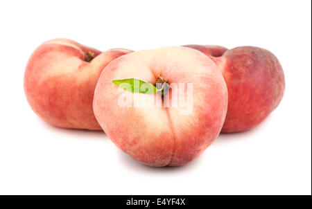 Three flat peaches Stock Photo