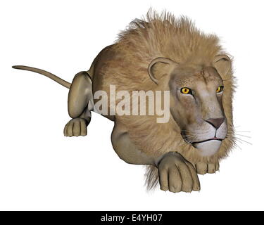 Lion hunting - 3D render Stock Photo