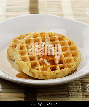 Waffles With  Maple Syrup Stock Photo