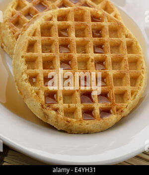 Waffles With  Maple Syrup Stock Photo