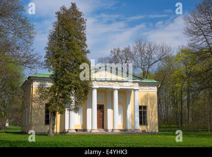 Old house with columns in the woods Stock Photo