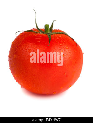 One red ripe tomato with water drops isolated on white Stock Photo - Alamy