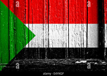 flag of Sudan painted on wooden frame Stock Photo