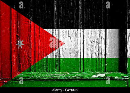 flag of Jordan painted on wooden frame Stock Photo