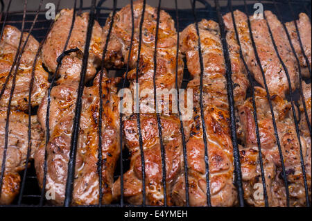 grilled meat on grill Stock Photo
