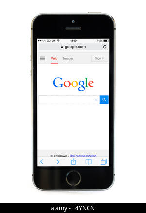 Google home page on an Apple iPhone 5S, UK Stock Photo