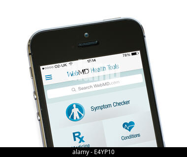 The WebMD app on an Apple iPhone 5S Stock Photo