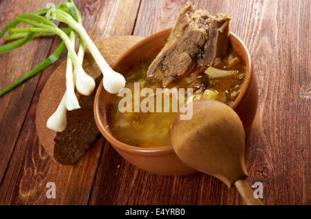 Cabbage soup with meat Stock Photo