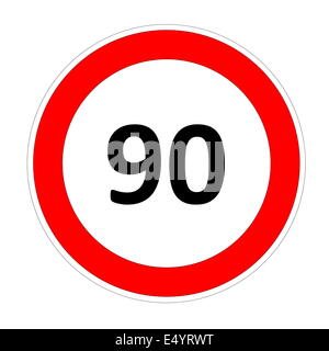 90 speed limit sign Stock Photo