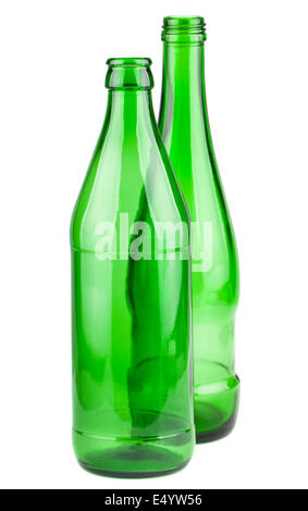 Pair of empty green bottles Stock Photo