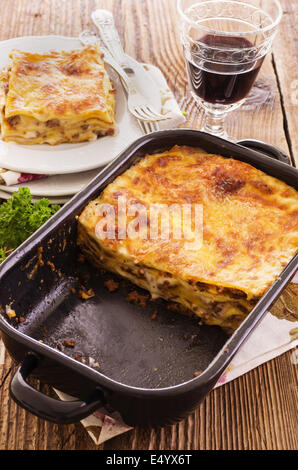 lasagne in baking form Stock Photo