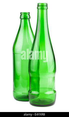 Two empty green bottles Stock Photo