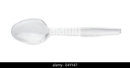 Disposable plastic spoon isolated on white Stock Photo