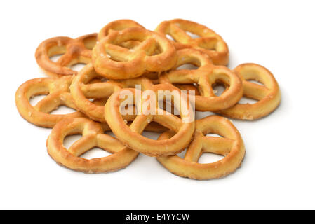 Salted pretzels isolated on white Stock Photo