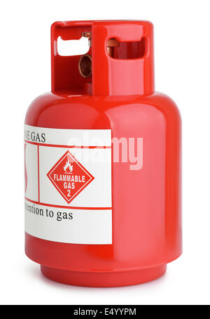 Red gas cylinder isolated on white Stock Photo