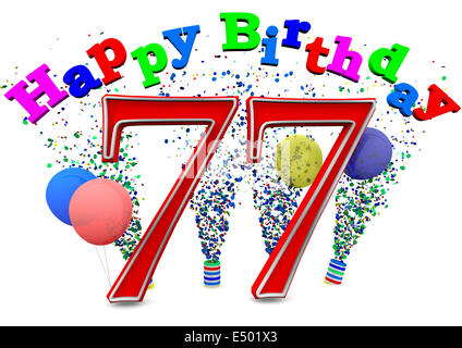 Happy Birthday at 77 Stock Photo