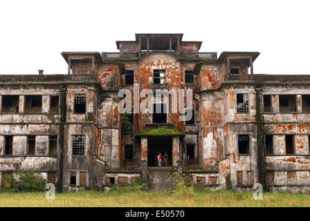 Abandoned church of the former hill station built by the French in the Bokor National Park. Bokor Hill Station. National park of Stock Photo