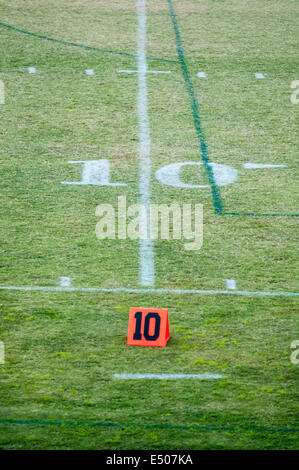 ten 10 yard line on football field Stock Photo