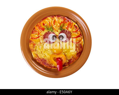 Smiley Faced Pizza Stock Photo