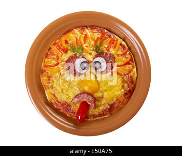 Smiley Faced Pizza Stock Photo