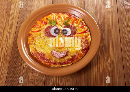 Smiley Faced Pizza Stock Photo