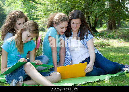 Group of college students studying together Stock Photo