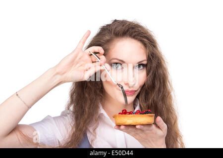 Woman enjoy cake Stock Photo