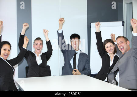 Jubilant successful business team Stock Photo