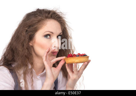 Woman enjoy cake Stock Photo