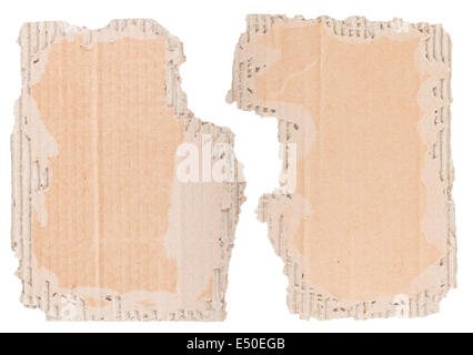 Two pieces of brown corrugated cardboard Stock Photo