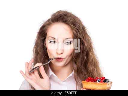 Woman enjoy cake Stock Photo