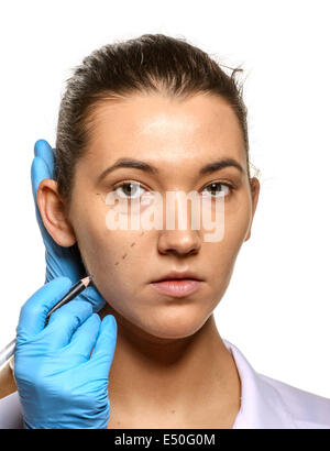 Survey before plastic surgery. Stock Photo