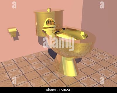 Gold Toilet Object 3d Rendering Stock Photo - Download Image Now