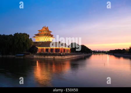 the turret of forbidden city in sunset Stock Photo