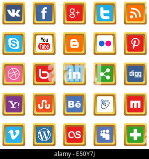 Gold social media icons Stock Photo