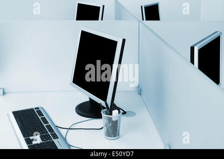 computers on a desk Stock Photo