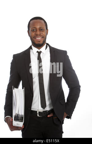 African businessman carrying a file Stock Photo