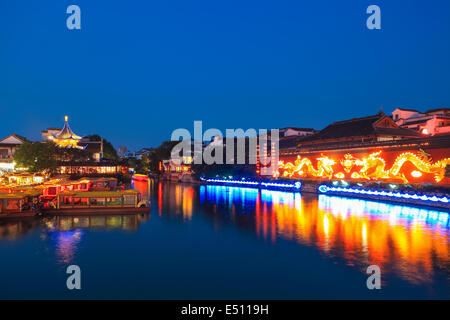 beautiful night view of nanjing Stock Photo
