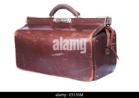 Brown vintage valise Stock Photo