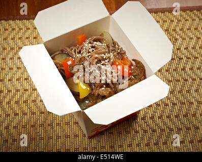 take-out food - Noodles with pork Stock Photo
