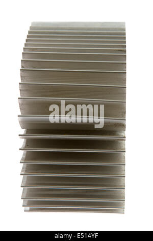 Aluminum cpu cooler heat sink isolated Stock Photo